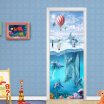 PVC Self Adhesive Waterproof Photo Door Sticker Wallpaper 3D Iceberg Penguin Dolphins Childrens Bedroom Wallpaper 77cmx200cm