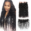 Ishow Cheap Brazilian Virgin Hair Lace Frontal Closure with Bundles 7A Brazilian Human Hair Weave Bundles Wet&Wavy Water Wave