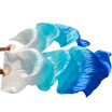 female high quality Chinese silk veils dance fans Pair of belly dancing fans White Turquoise Royal blue