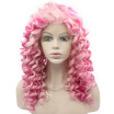 Iwona Synthetic Hair Lace Front Long Curly Pink Mix Two Tone Wig