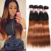 Siyusi Ombre Brazilian Hair straight 4 Bundle 1B30 Ombre Human Hair Weave Bundles Brown Remy Hair Extensions 10-24 Inch