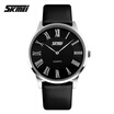 Mens Classic Style Roman Numeral Dial Leather Band Quartz Wristwatch