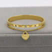 New Korean Roman Bracelet with Diamond Chain Hanging Heart Bracelet Titanium Steel Dark Clasp Bracelet