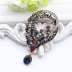Vintage Turkish Wreath Brooch For Women Arabesque Multicolor Resin Pins Jewelry Antique Gold Color Rhinestone Brooches Broches