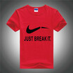 New Mens Fashion Casual Short SleeveJUST BREAK IT Print Cotton Plain Lined Slim Sport T-Shirt