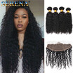 Brazilian Curly Bundle With Frontal 5pcs Curly Hair With Frontal Closure Brazilian Virgin Hair With Full Frontal Lace Closure