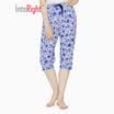 INTERIGHT Home Cropped Pants Womens Cotton Print Lightweight Cropped Pants Navy Blue Flower XL