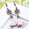 Brand Design Classical Turkish Dangle Earrings Ancient Silver Color Bead Chain Tassel Swinging Earrings Jewelry Flower Peacock