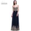 2018 Babyonline Navy Blue Long Prom Lace Dresses Evening Gowns with Sequins