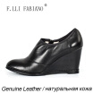 Spring&Autumn High Heel Women Shoes Low-cut upper High Wedge-Heel with Elastic Looping Leather Shoes for Women