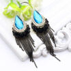 High Quality Crystal Tassels Long Earrings Women Rectangle Rhinestone Water Drop Earring Brincos Bohemia Bridal Fashion Jewelry