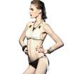 Van balun balneaire bikini swimsuit female small chest gather sexy BIKINI big chest triangle swimwear 82040 brown M