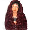 Ombre 1B 99J Glueless Lace Front Human Hair Wig Virgin Hair Brazilian Ombre Burgundy Two Tone Body Wavy Wig Free Shipping