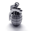 Hpolw silver&black Stainless Steel mens Oval Grenade&Bomb PendantNecklace 18-26 inch Chain