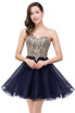 Lovely Short Beaded Cheap Sweetheart A-Line Prom Dresses Appliques Sparkly Organza Homecoming Dresses
