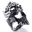 Hpolw Gothic Casted Skull Stainless Steel Biker Mens Ring Silver Black