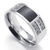 Hpolw Mens Cubic Zirconia Stainless Steel Ring Classic Gold Black