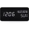 TXL alarm clock creative mute voice control luminous electronic clock fashion living room wood clock clock Zhong Ruisi E black