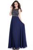 Long Prom Dresses A Line Scoop Neckline Luxury Crystal Beaded Navy Blue pink Chiffon New Arrival Formal Gown Party Dresses