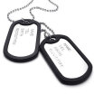 Hpolw NEW Mens Silver&Black Alloy Army Style 2pcs Dog Tag Pendant Mens Lettering Necklace Chain