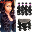 Siyusi Hot Selling 7A Brazilian Virgin Hair With Closure Brazilian Body Wave Human Hair With 13x4 Ear To Ear Lace Frontal