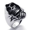 Hpolw wholesale top quality Black&Silver stainless steel mens retro charm personality skullSkeleton ring fashion jewelry