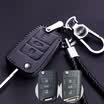 Huashi public key package leather key bag buckle set car accessories B section folding three keys black black line