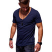 Summer Mens Short Sleeve V-neck Fitness Sport T Shirt