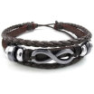 Hpolw Mens Womens Leather Bracelet Love Infinity Charm Bangle Fit 7-9 inch Brown Silver