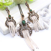 Vintage Turkish Bead Tulips Flower Jewelry Sets Tassel Earring Beaded Necklace Antique Gold Color Ethnic Bride Wedding Jewelry