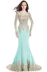 Crystals Beaded Lace Mermaid Prom Dress ｜ Appliques Long Sleeves Evening Gown