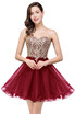 Lovely Short Beaded Cheap Sweetheart A-Line Prom Dresses Appliques Sparkly Organza Homecoming Dresses