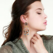 Hollow Flower Earrings Vintage Gem Tassel Earrings for Women