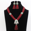 Luxury African Beads Jewelry Set Rhinestone Resin Long Necklace Drop Water Earring Nigeria Wedding Beads Bridal Jewelry Sets