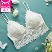 Cat MiiOW spring&summer breathable mesh without traces gathered adjustment bra ladies&ladies lace no steel ring bra sports bra white L