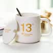 Jingdong Supermarket Porcelain Soul Creative Ceramic Cup Couple Cups Coffee Cups with Straps Marks Mugs Milk Cups H2O Black
