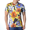 Fashion Mens Short Sleeve Round Neck Pullover Floral Printing T-Shirt