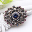 Vintage Turkish Women Flower Brooch Pins Antique Gold Color Resin Jewelry Round Brooches Broches Hijab Scarf Buckle Hat Corsage