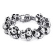 Hpolw Heavy Stainless Steel Gothic Skull Biker Mens Bracelet Silver&Black TB5