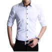 Zogaa Spring New Camisa Hombre Pure Color Manga Larga Slim