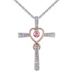 Crystal from Austria Elements Heart Cross Pendant Necklaces Vintage Retro Women Jewelry White Gold Plated 27993