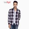 INTERIGHT shirt mens plaid leisure cotton shirt long sleeve