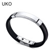 UKO Cuff Bracelet Men Jewelry Stainless Steel Silicone Chain Souvenirs&gifts for Male 18cm