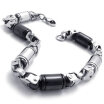 Hpolw Stainless Steel Link Mens Bracelet Black Silver 8 45 Inch