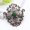 Arabesque Turkish Brooch Women Jewelry Antique Gold Color Hollow Flower Rhinestone Broches Brooches Ladies Ethnic Lapel Pins