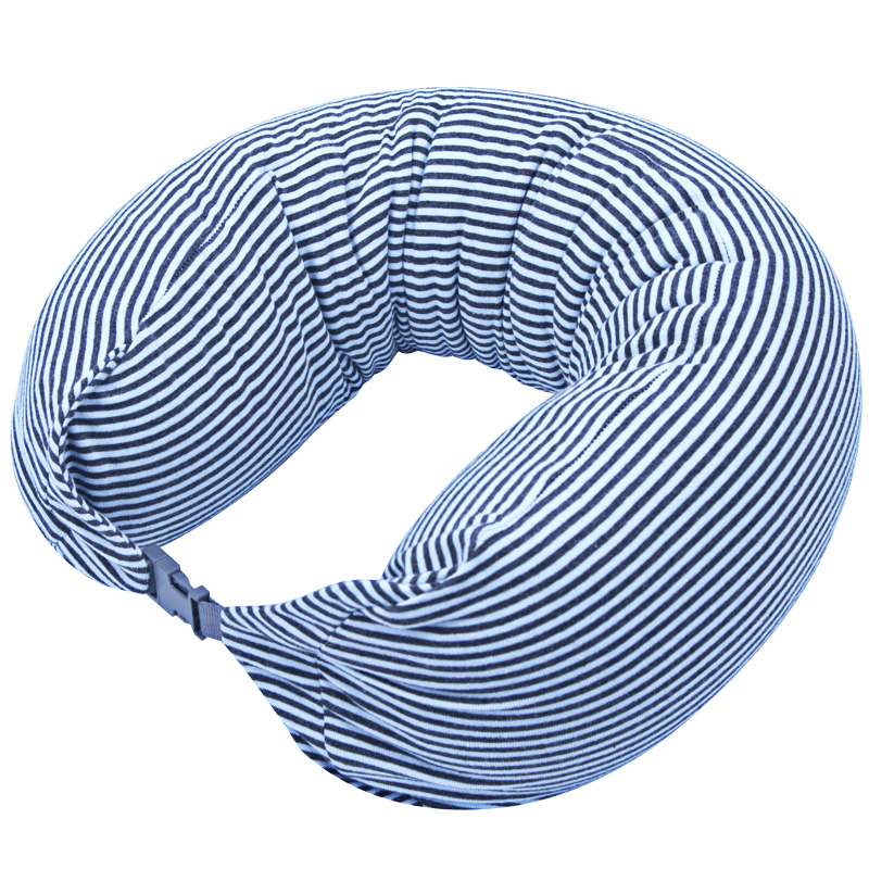 Free car head restraint neck pillow car with U-pillow home travel headrest blue gray stripes