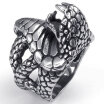 Hpolw mens Super Fashion Vintage black&silver Stainless Steel Gothic Biker Animal Snake Ring