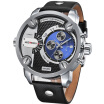 Weide 3301 Men Military Quartz Sports Watch Leather Strap Oversize Wristwatch