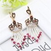 Vintage Turkish Women Flower Seed Bead Drops Earrings Antique Gold Color Dangle Tassel Earring Indian Ethnic Wedding Jewelry