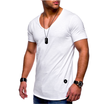 Mens Fashion Slim Fit T Shirt Male Cotton Tops Mens Solid Color Casual Tshirt Short Sleeevs V-neck Sports Tee Shirts Men Clothing